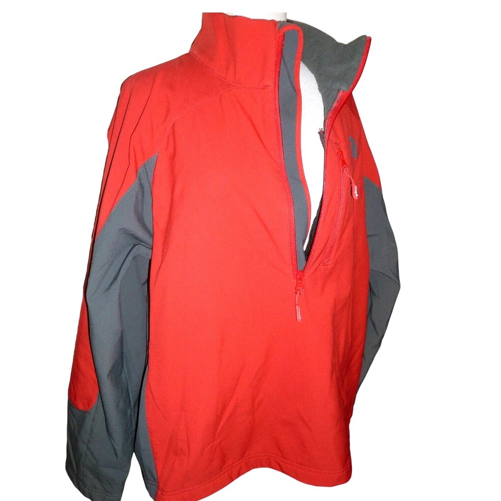 Wrangler Rugged Wear Mens XL Red Gray Softshell Fleece Lined Half Zip Jacket